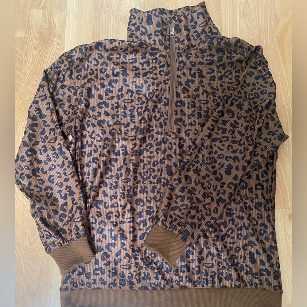 Women's Brown Leopard Print Sweater